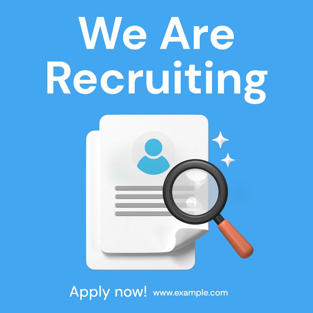 We are recruiting Instagram post template, editable text