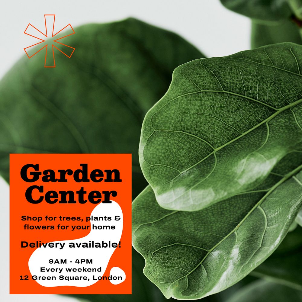 Garden center Instagram post template, editable text