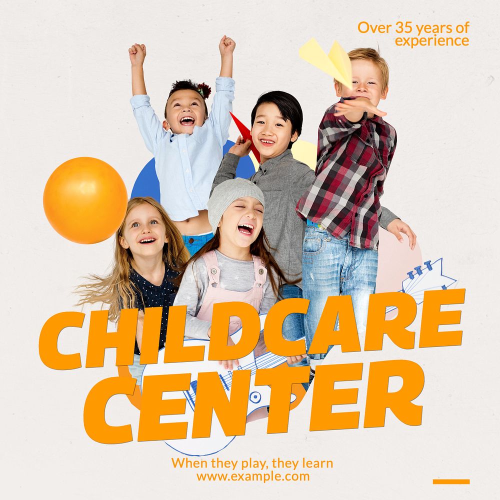 Childcare center Instagram post template, editable text