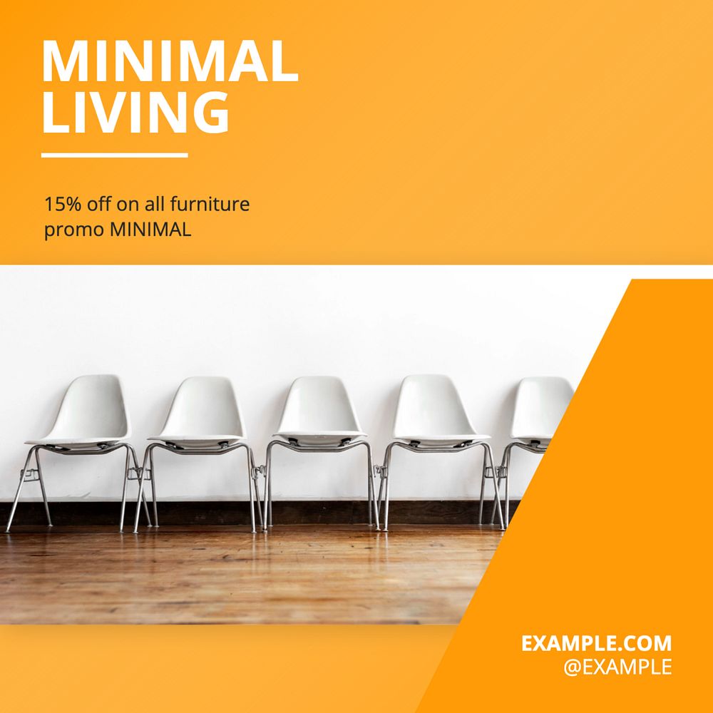 Minimal living Instagram post template, editable text