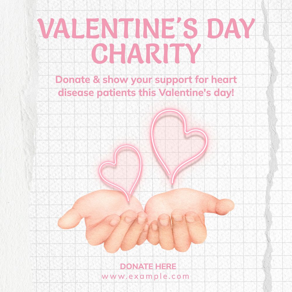 Valentine's charity Instagram post template, editable text