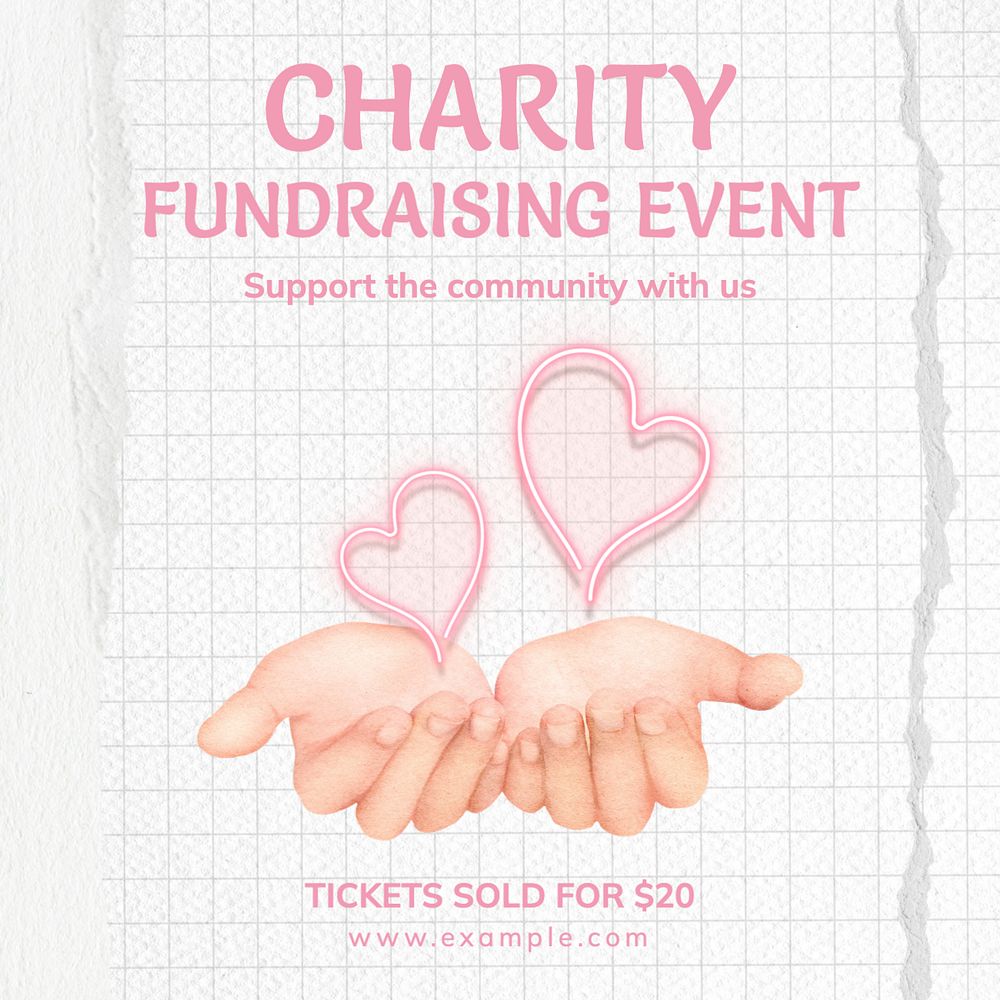 Charity fundraising event Instagram post template, editable text