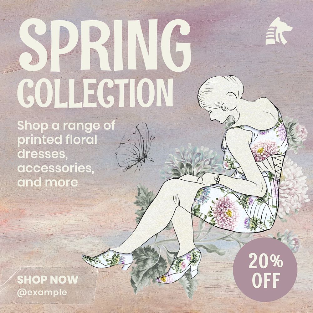 Spring collection Instagram post template, editable text