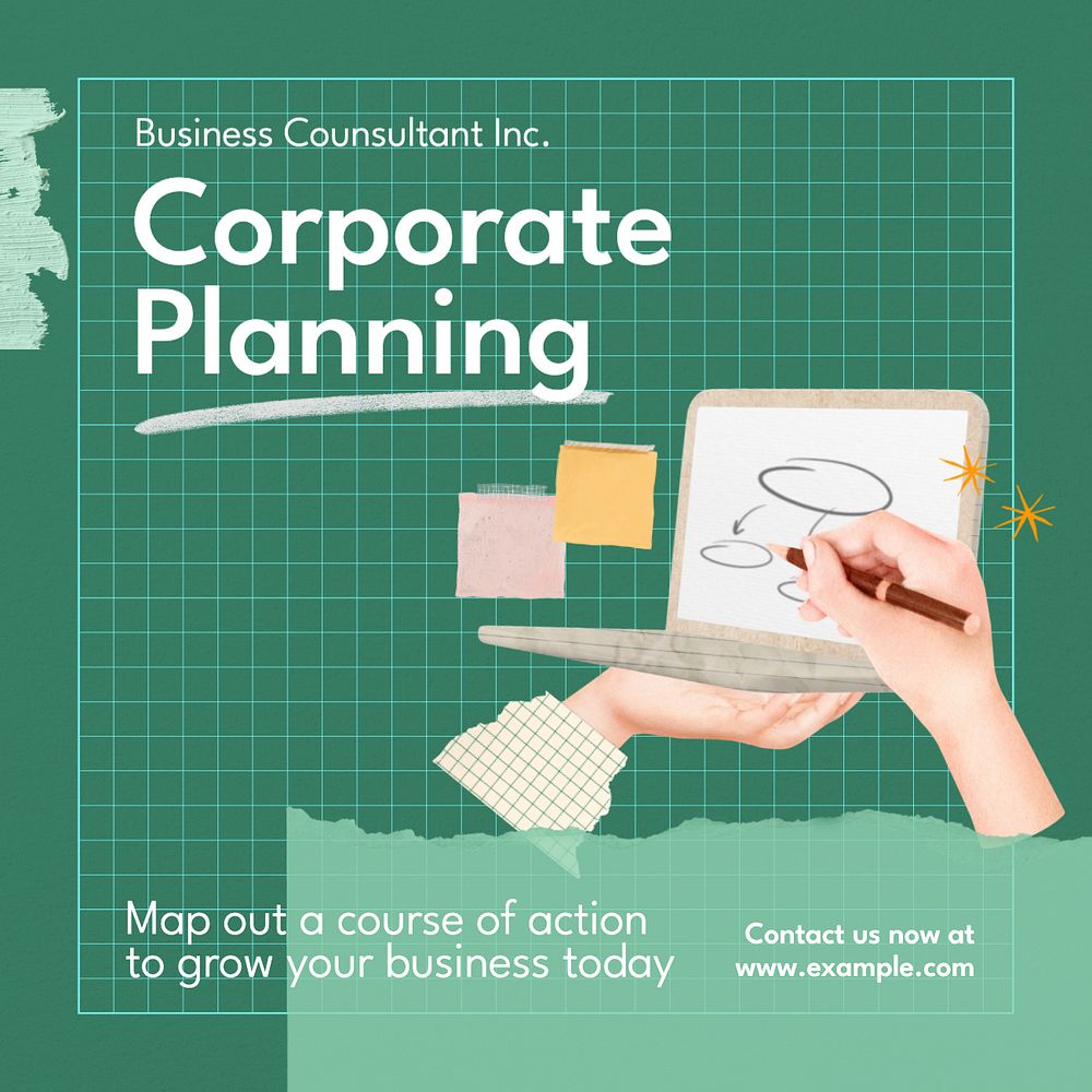 Corporate plan Instagram post template, editable text