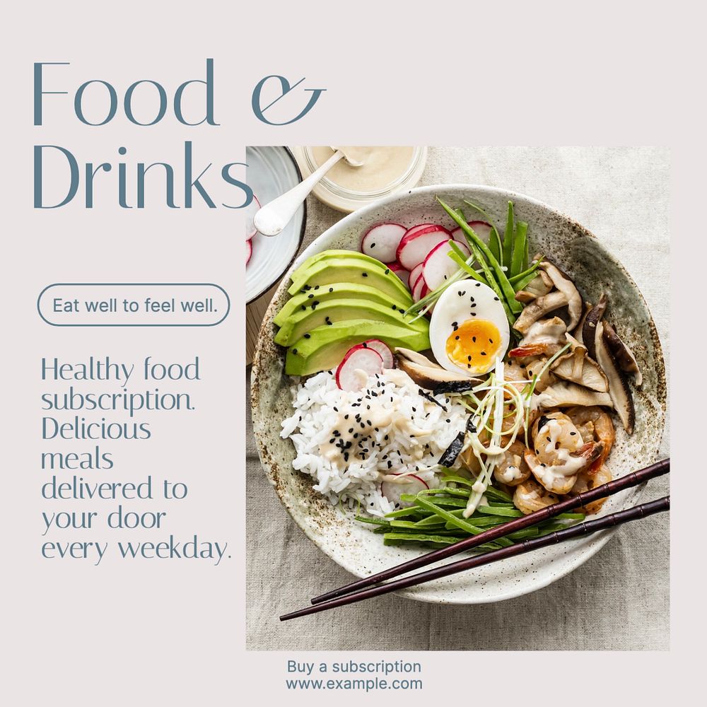 Food & drinks Instagram post template, editable text