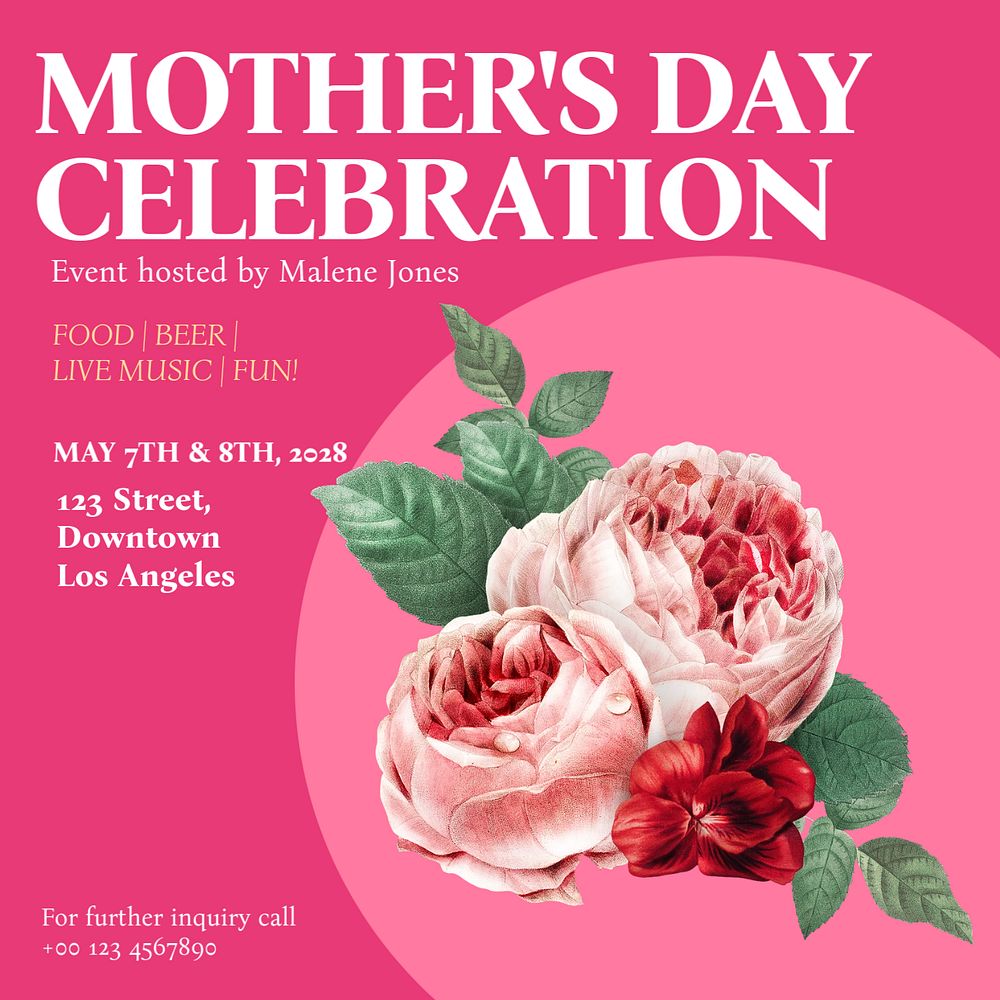 Mother's day event Instagram post template, editable text