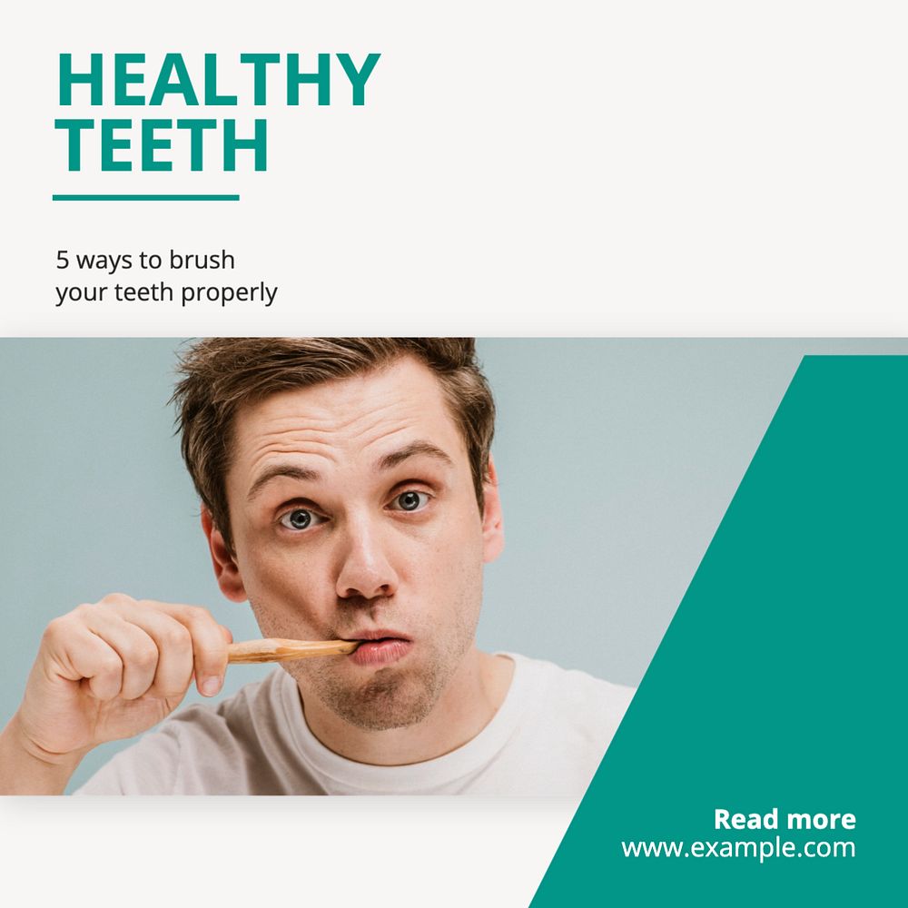 Healthy teeth Instagram post template, editable text