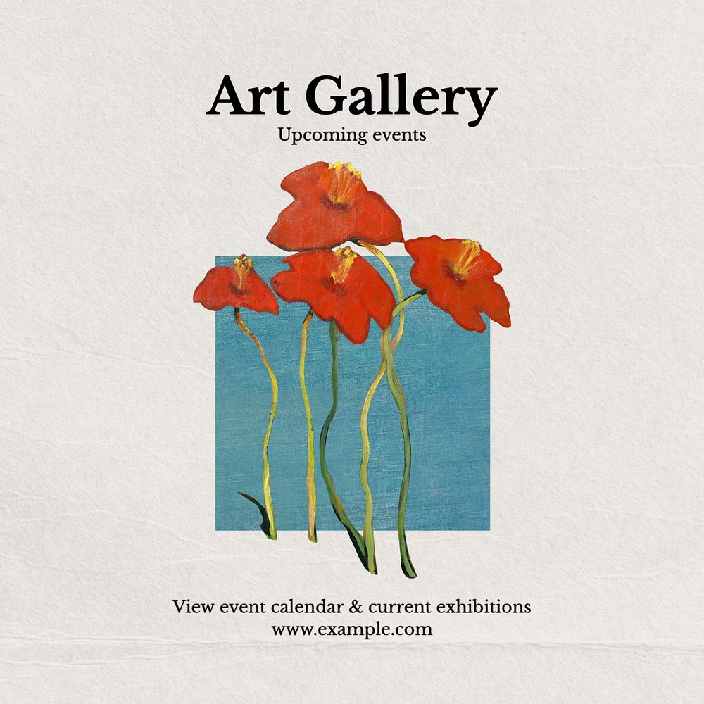 Art gallery events Instagram post template, editable text