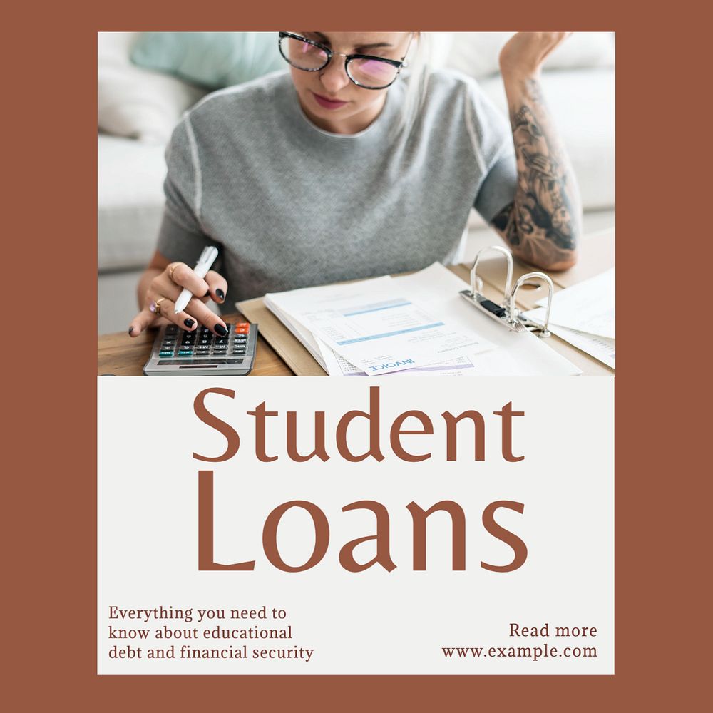 Student loans Instagram post template, editable text