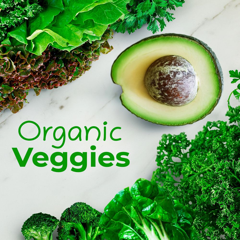 Organic veggies Instagram post template, editable text