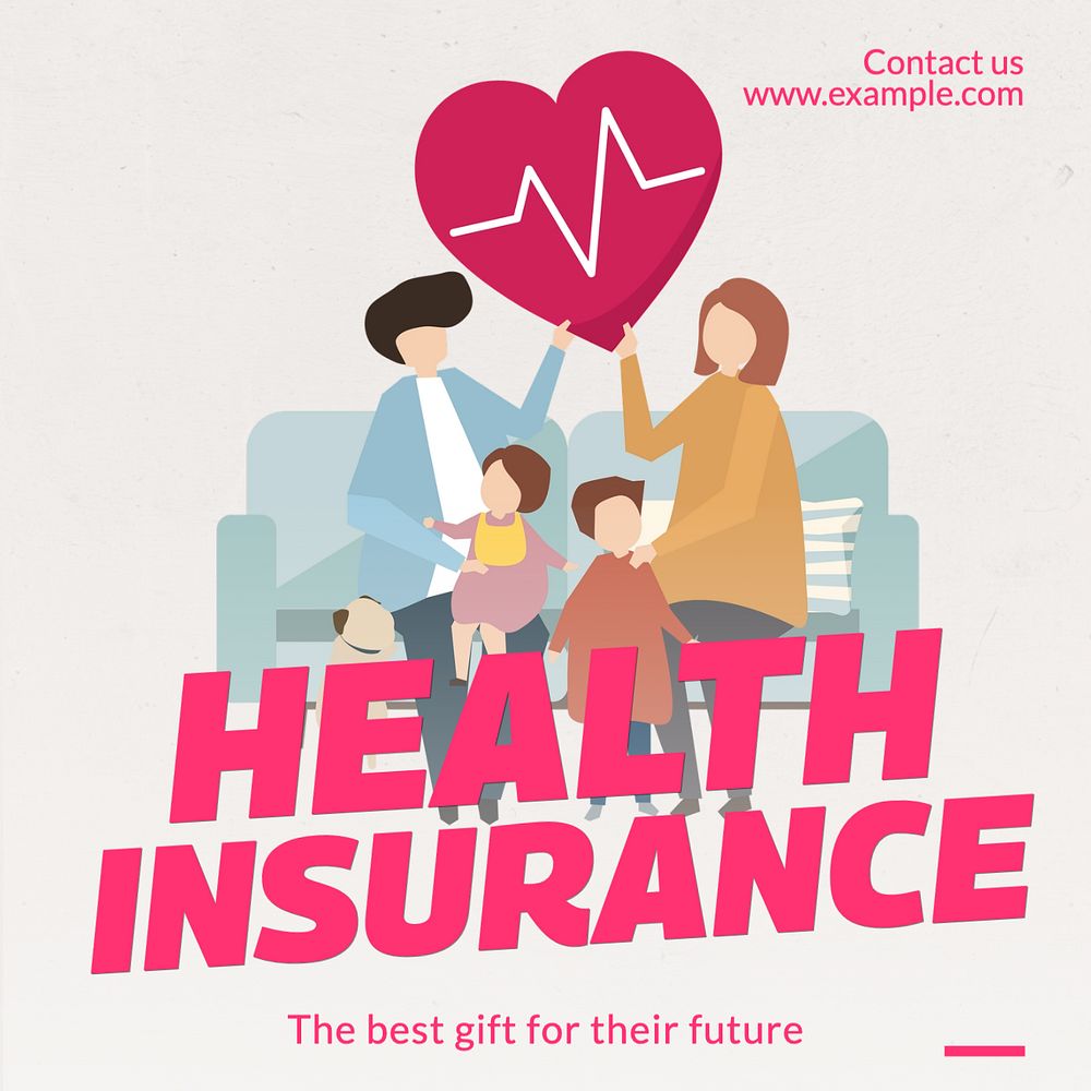 Health insurance Instagram post template, editable text