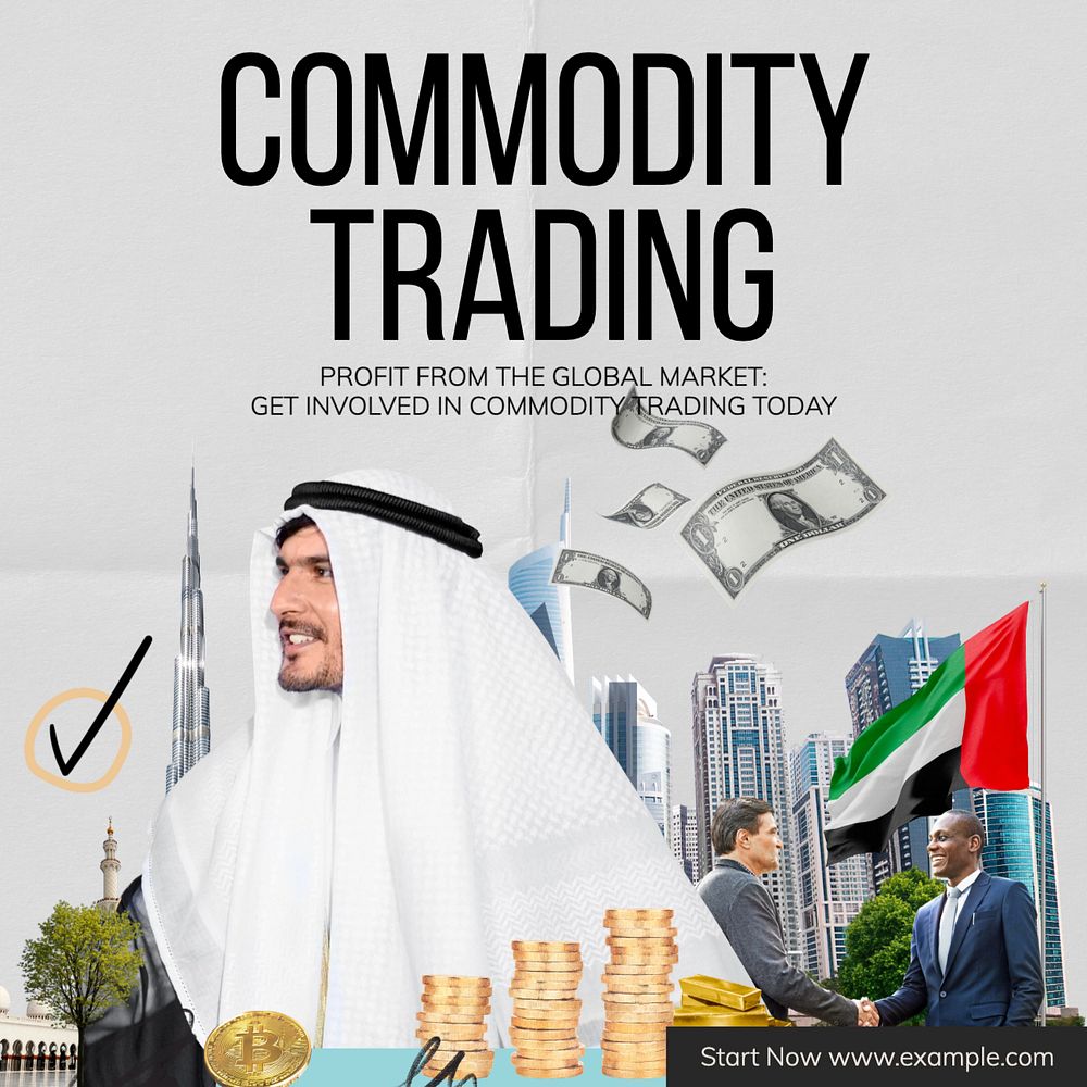 Commodity trading Instagram post template, editable text