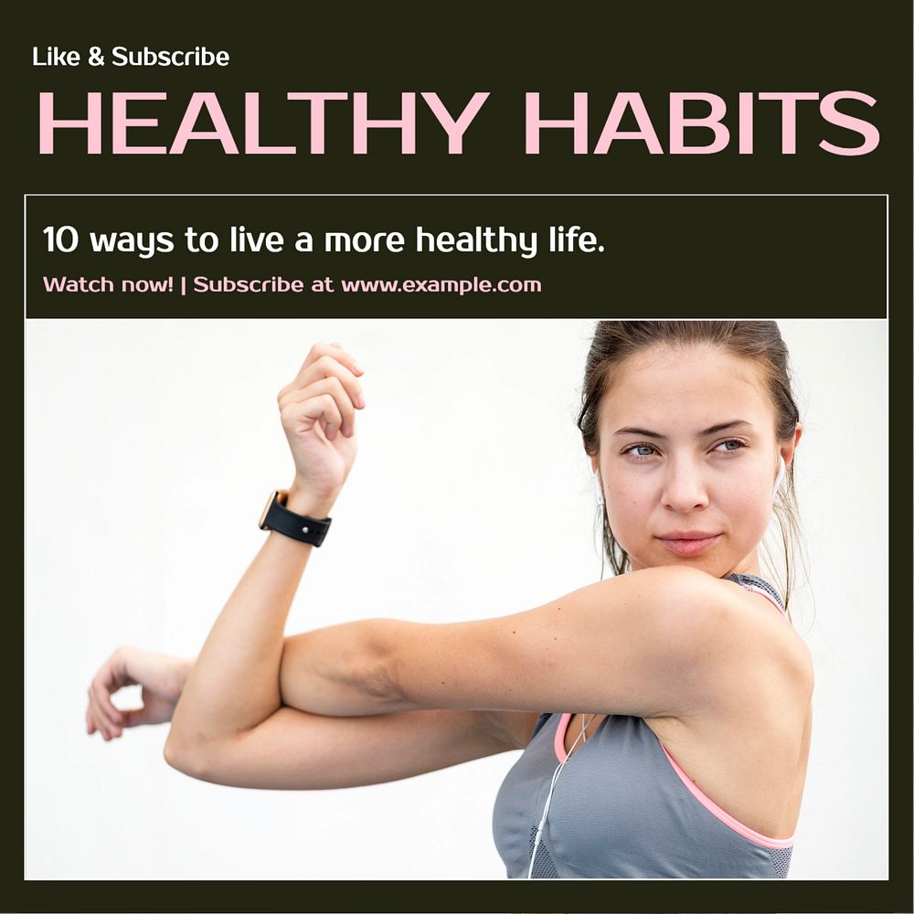 Healthy habits Instagram post template, editable text