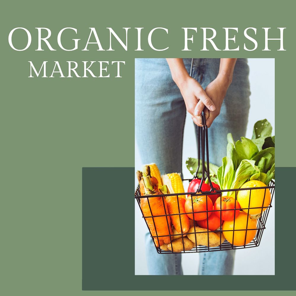 Organic fresh market Instagram post template, editable text