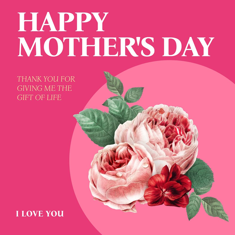 Happy mother's day Instagram post template, editable text