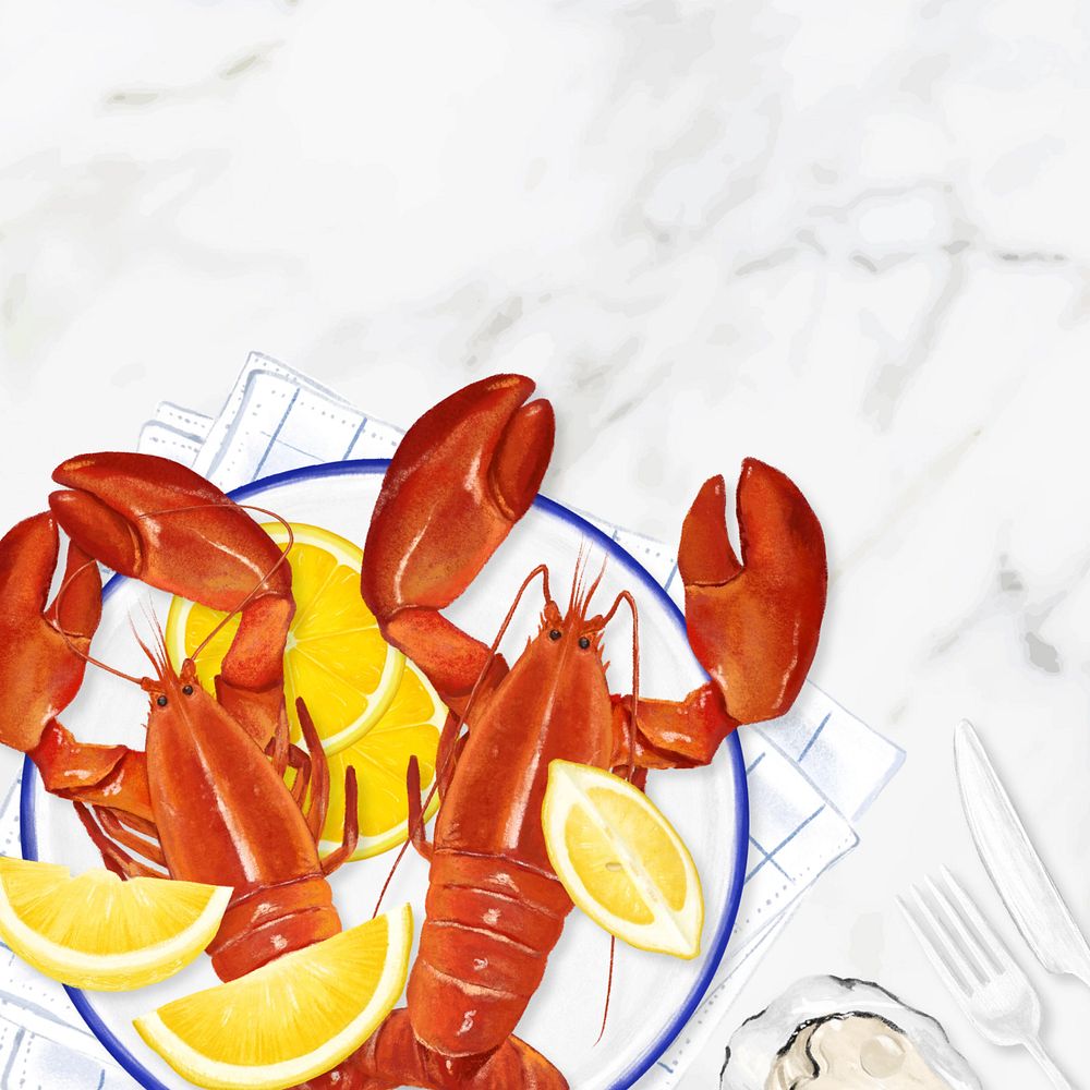 Lobster boil background, seafood digital painting, editable design