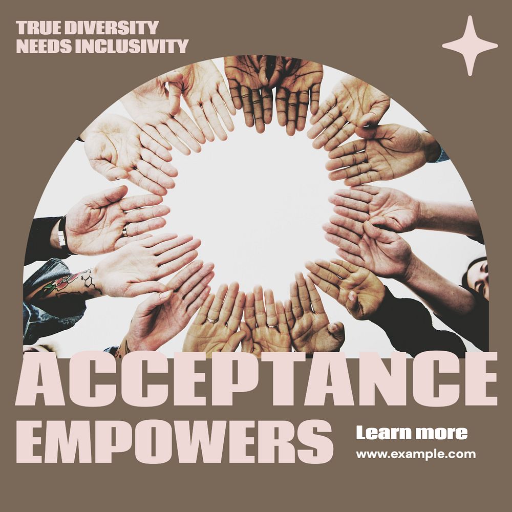 Acceptance empowers Instagram post template, editable text