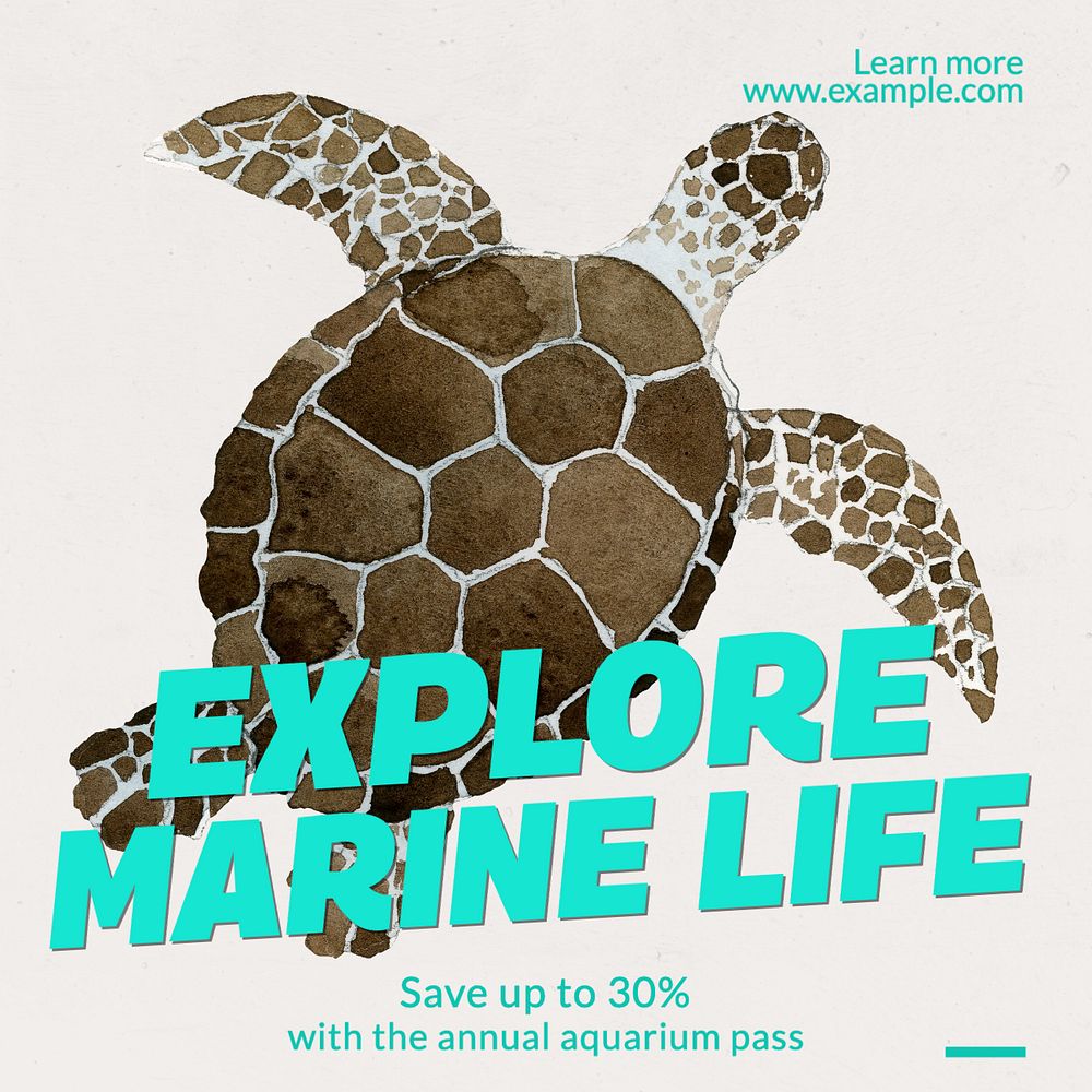 Explore marine life Instagram post template, editable text