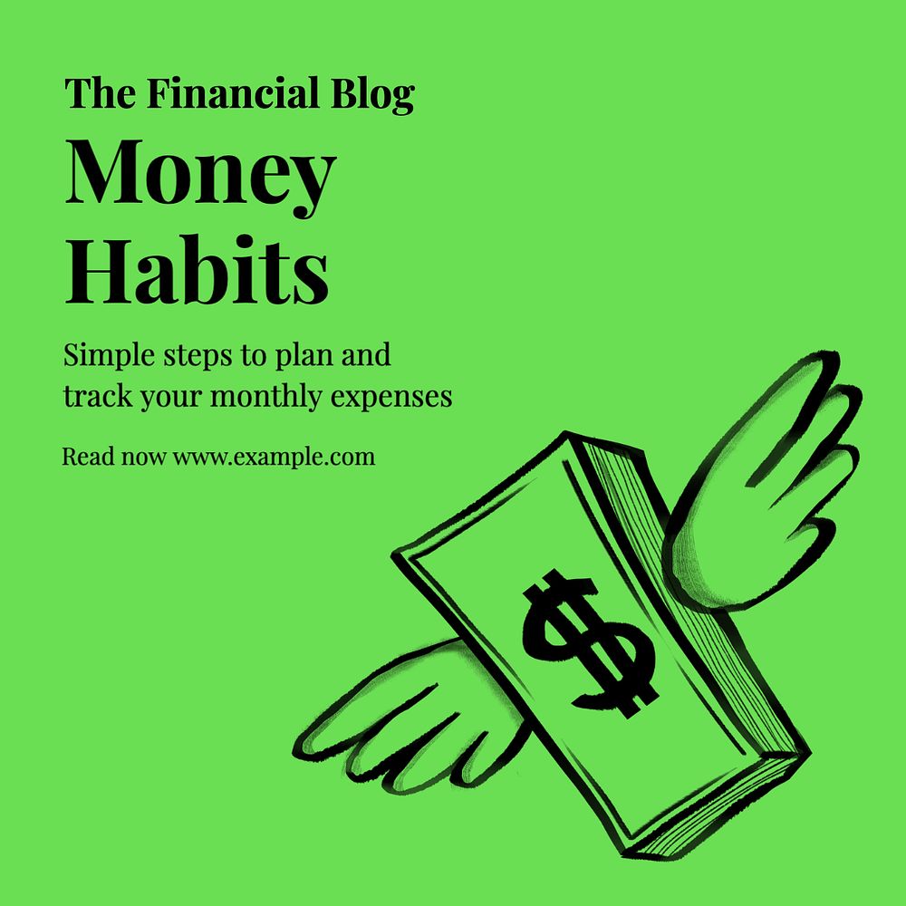 Money habits Instagram post template, editable text