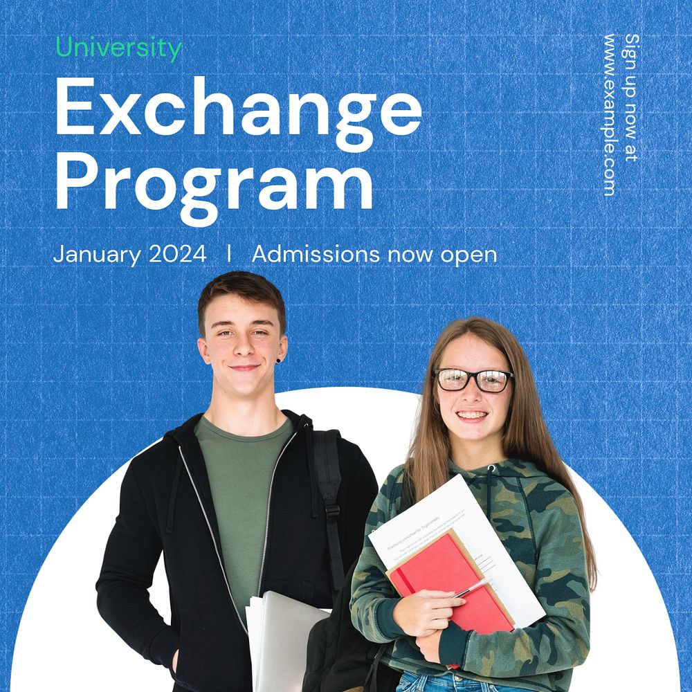 Exchange program Instagram post template, editable text