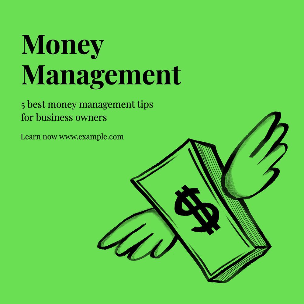 Money management Instagram post template, editable text