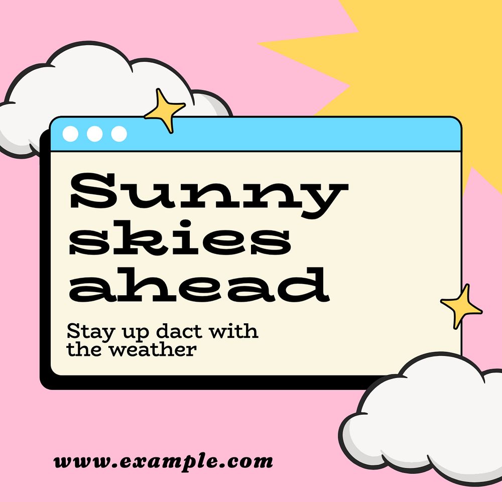 Sunny skies ahead Instagram post template, editable text