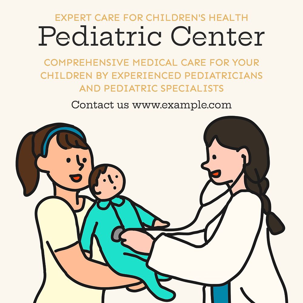 Pediatric center Instagram post template, editable text