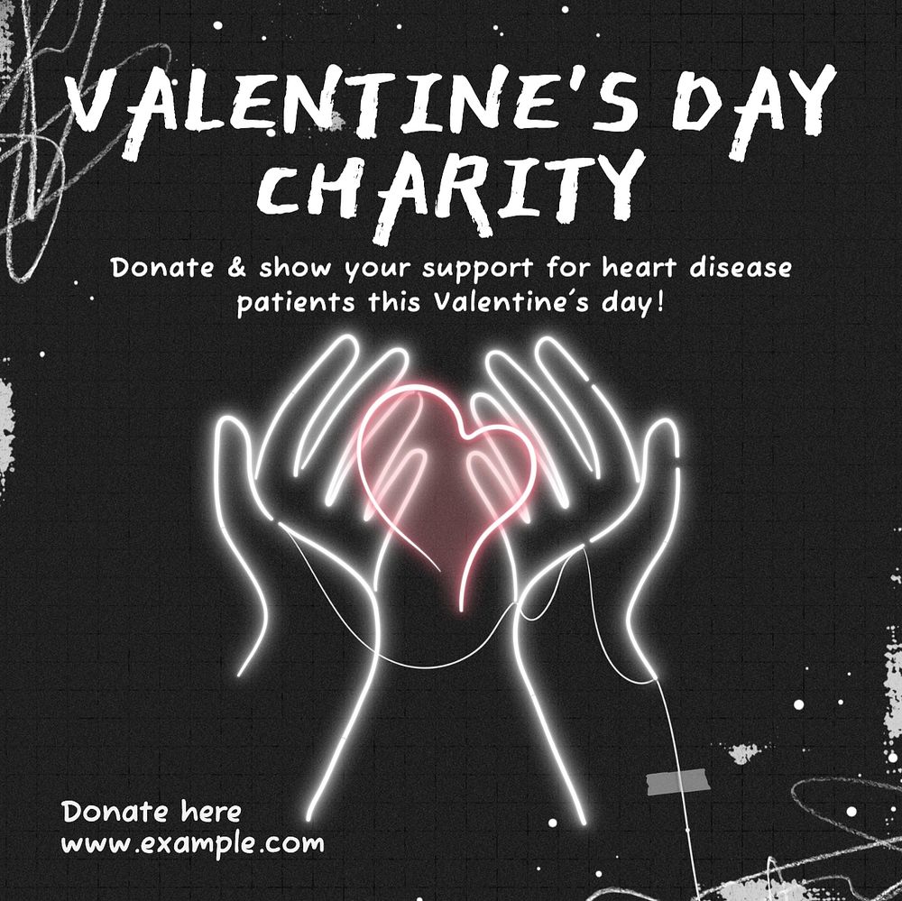 Valentine's charity Instagram post template, editable text