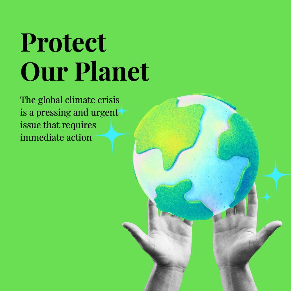 Protect our planet Instagram post template, editable text