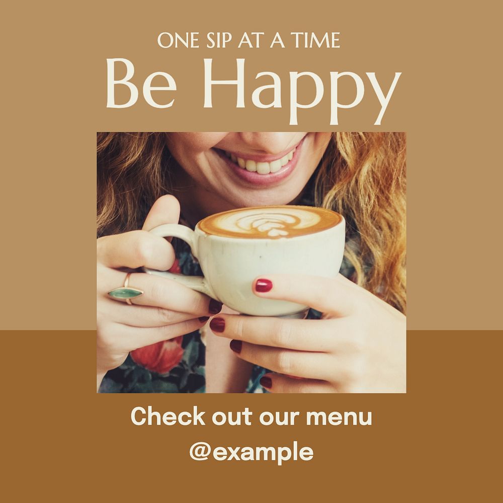 Tea & coffee Instagram post template, editable text