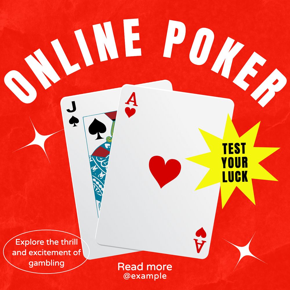 Online poker Instagram post template, editable text