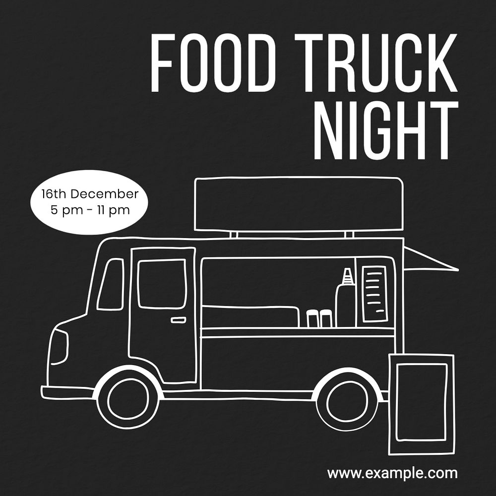 Food truck night Instagram post template, editable text