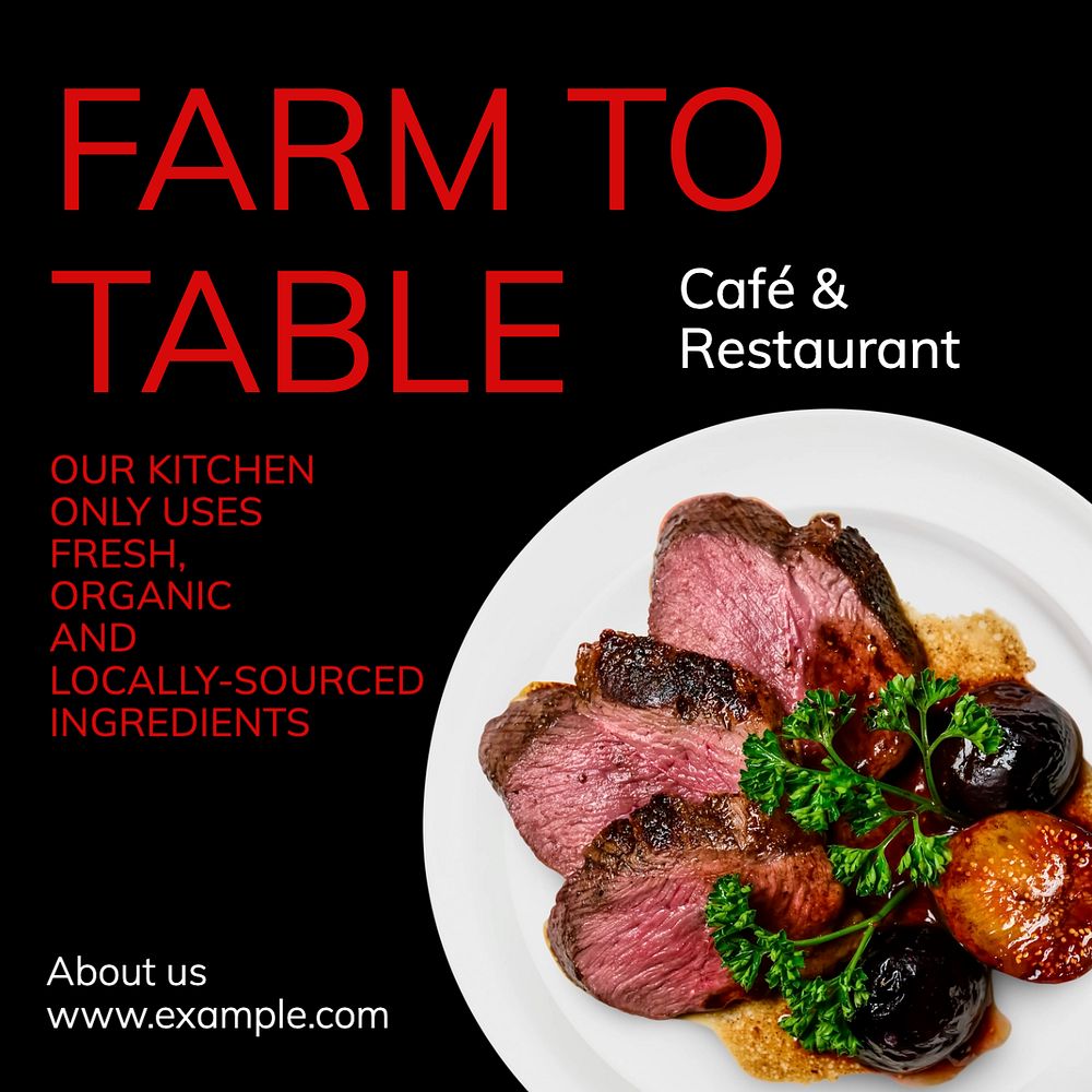 Farm to table Instagram post template, editable text