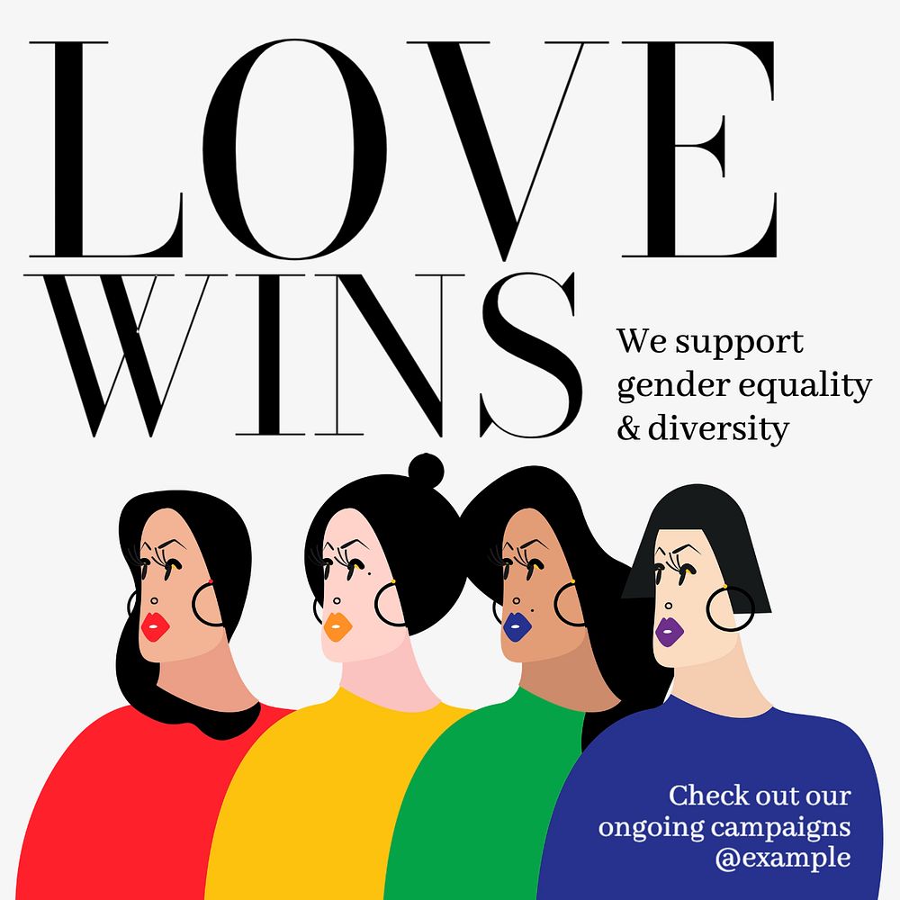 Love wins Instagram post template, editable text