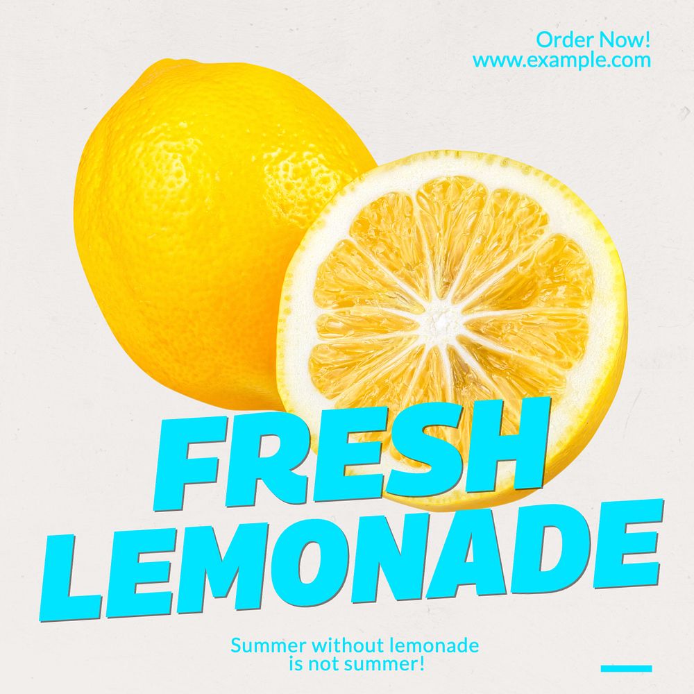 Fresh lemonade Instagram post template, editable text