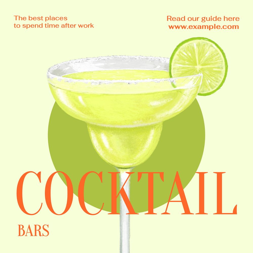 Cocktail bar  Instagram post template, editable text