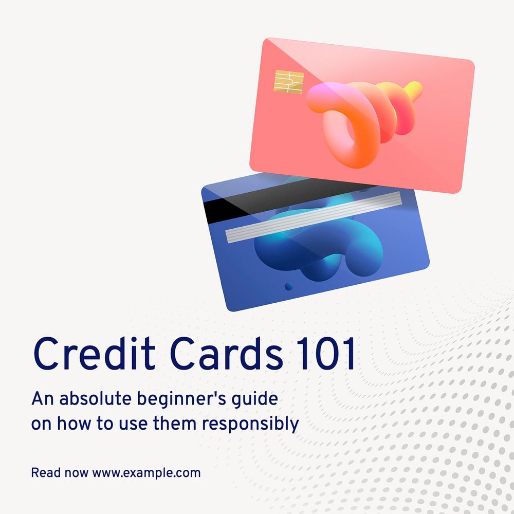 Credit card guide Instagram post template, editable text