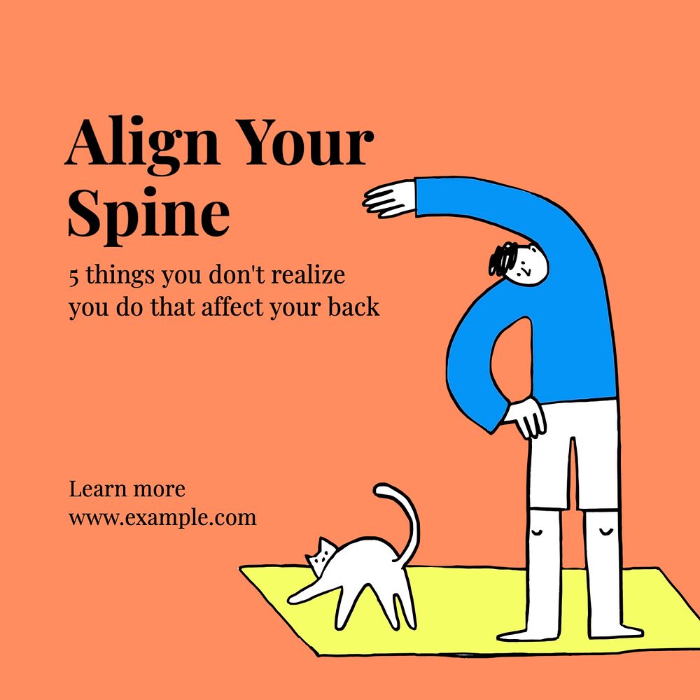 Spine alignment Instagram post template, editable text