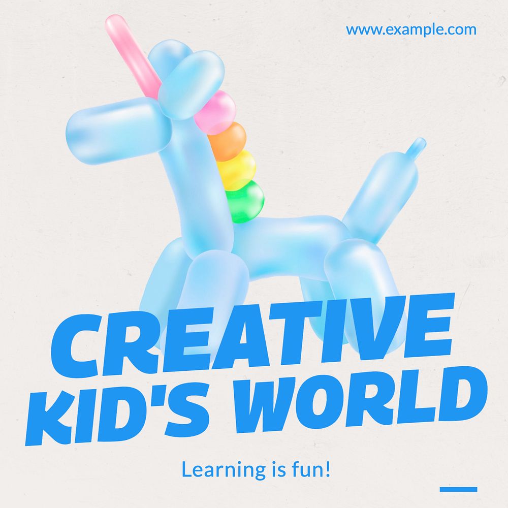 Creative kid Instagram post template, editable text