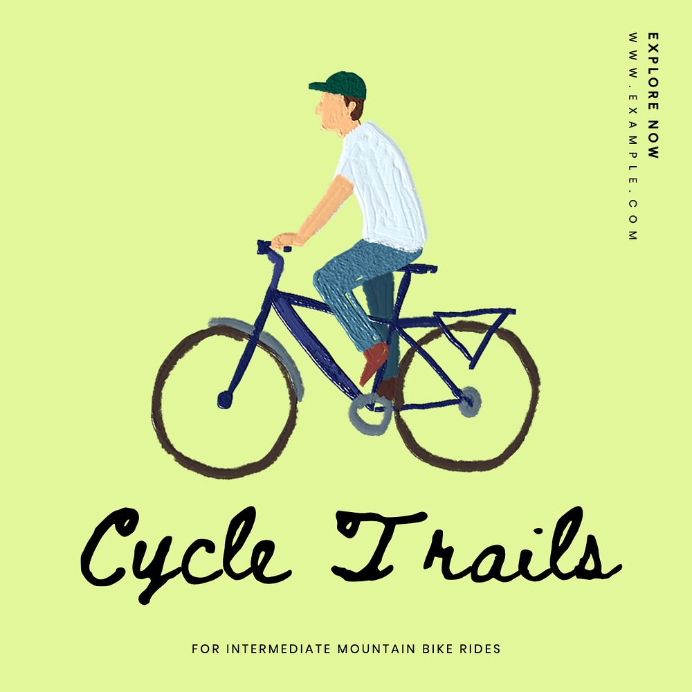 Cycle trails Instagram post template, editable text