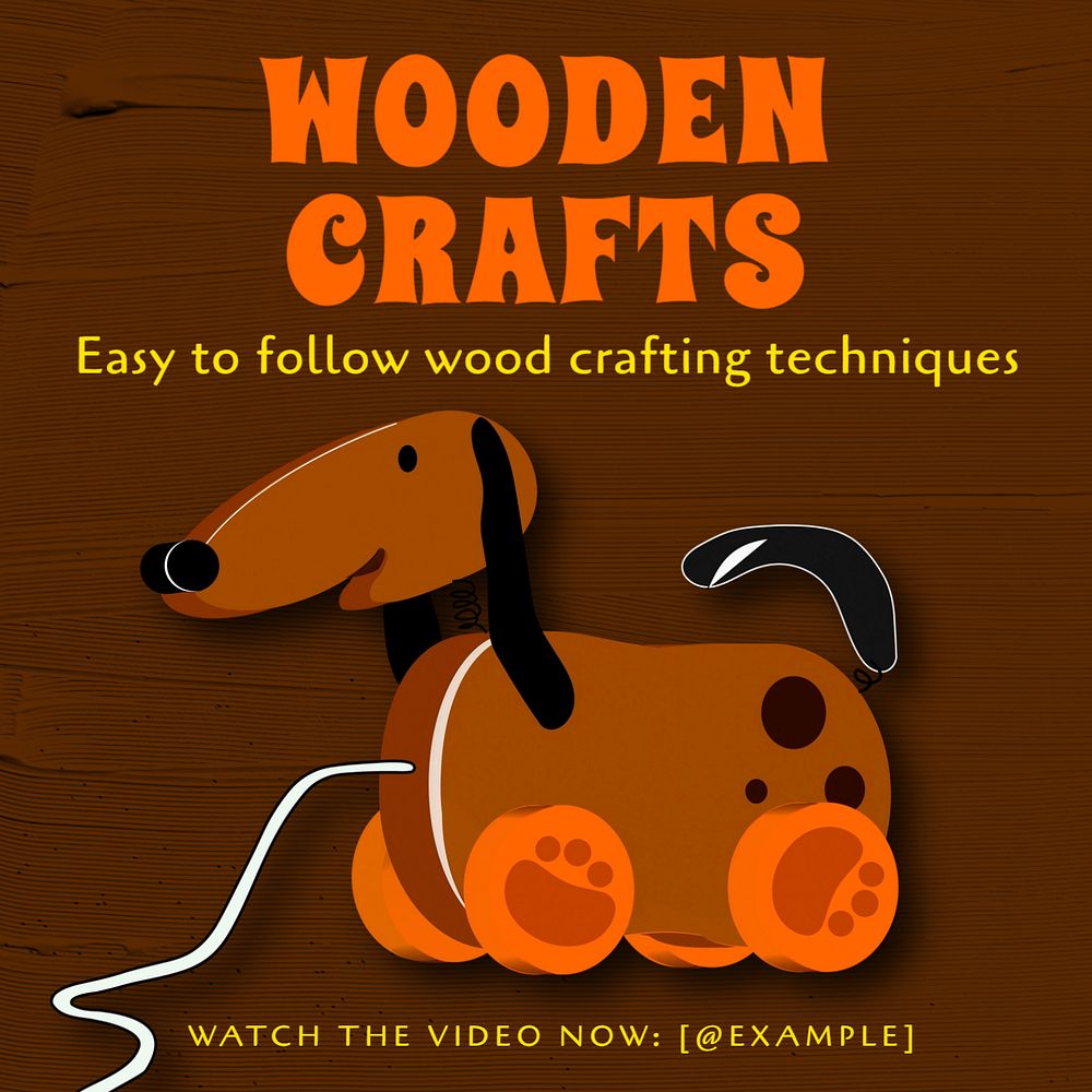 Wooden crafts Instagram post template, editable text