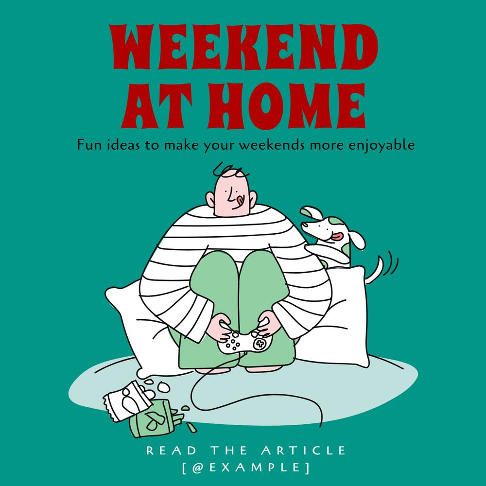 Weekend at home Instagram post template, editable text