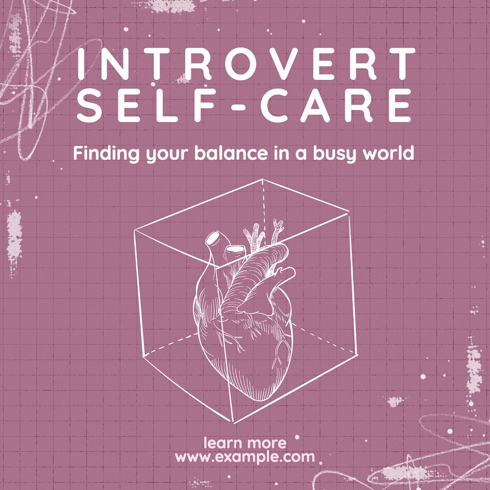 Introvert self-care Instagram post template, editable text