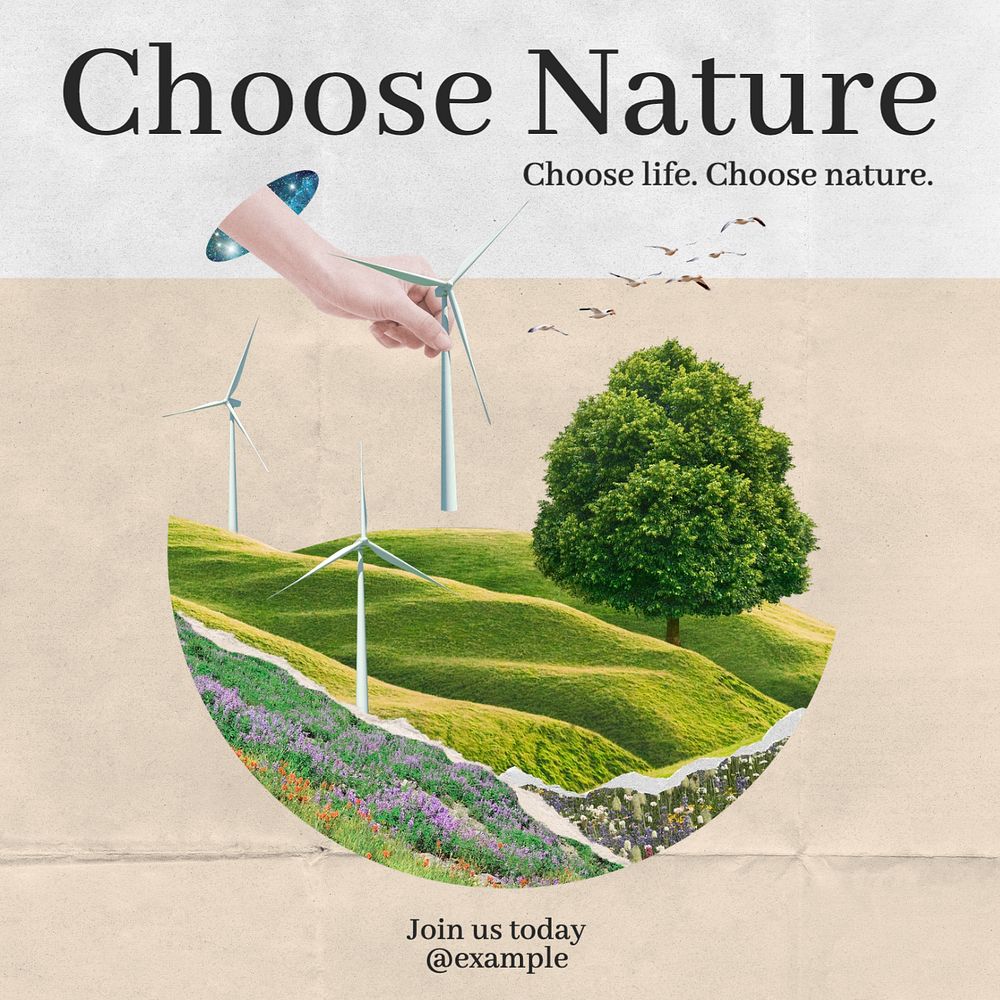 Choose nature Instagram post template, editable text