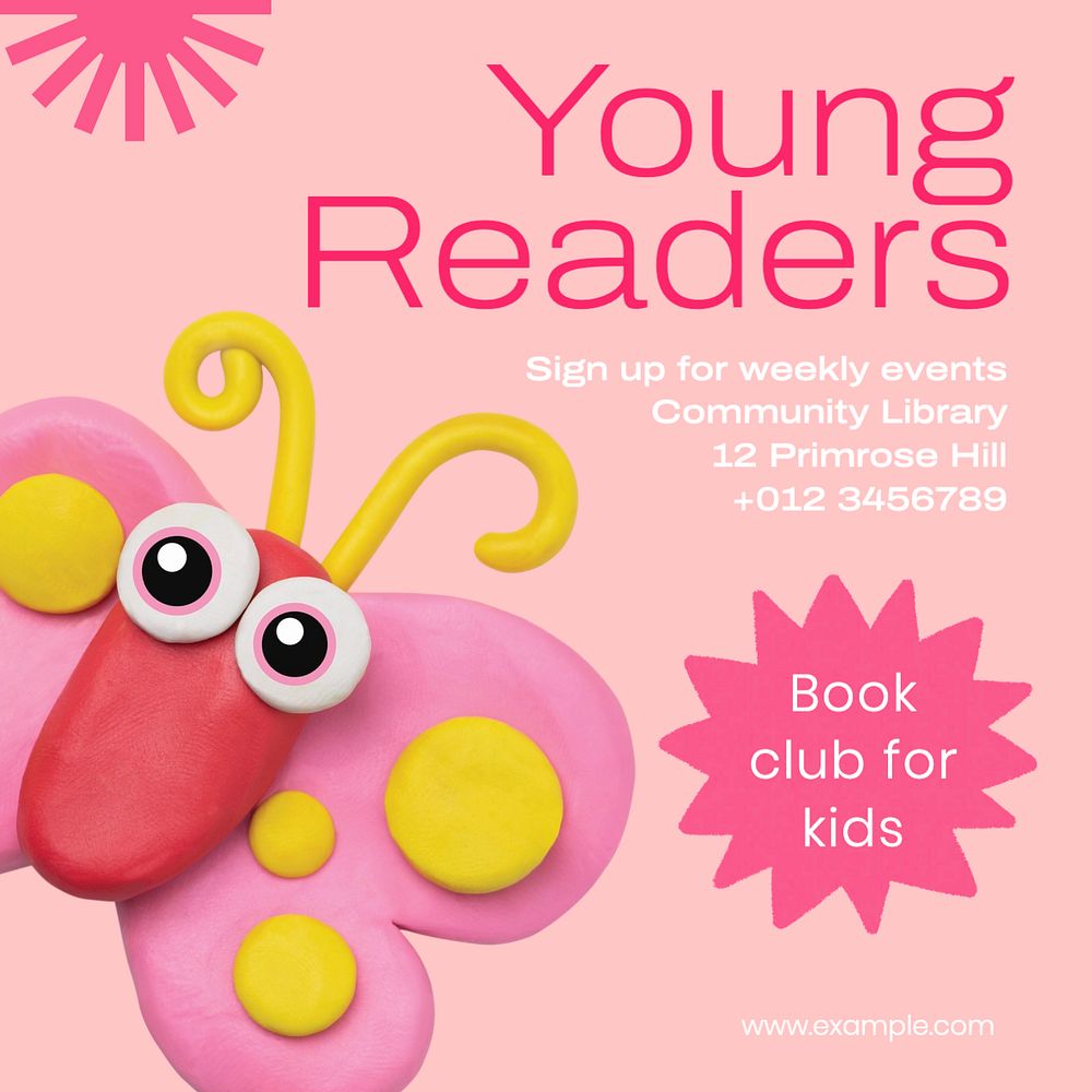 Young readers Instagram post template, editable text