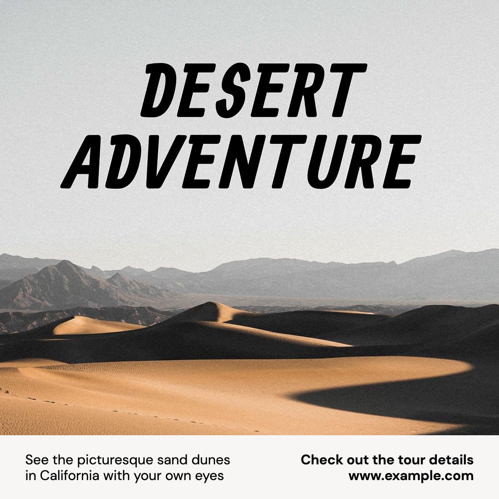 Desert tour Instagram post template, editable text