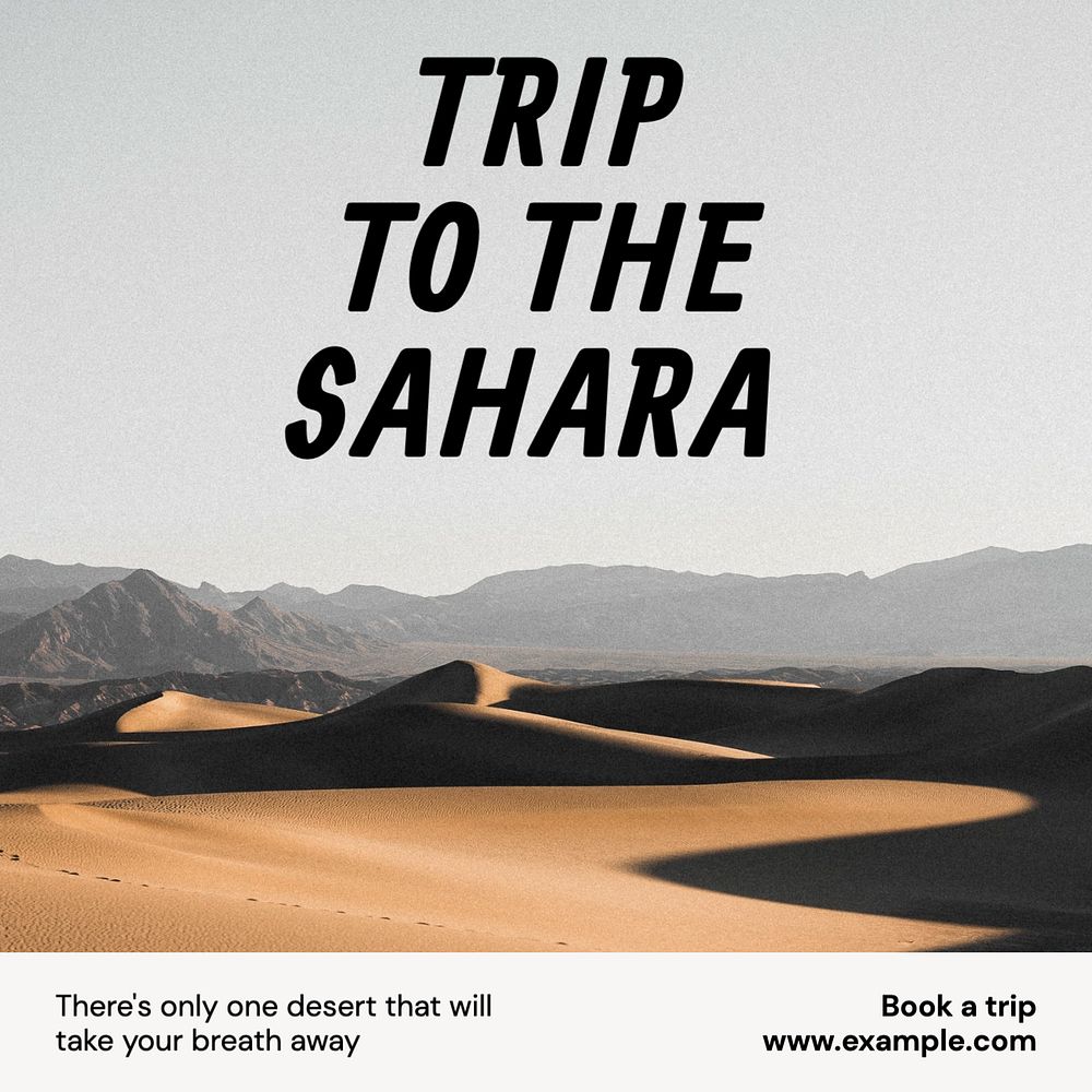 Sahara desert Instagram post template, editable text