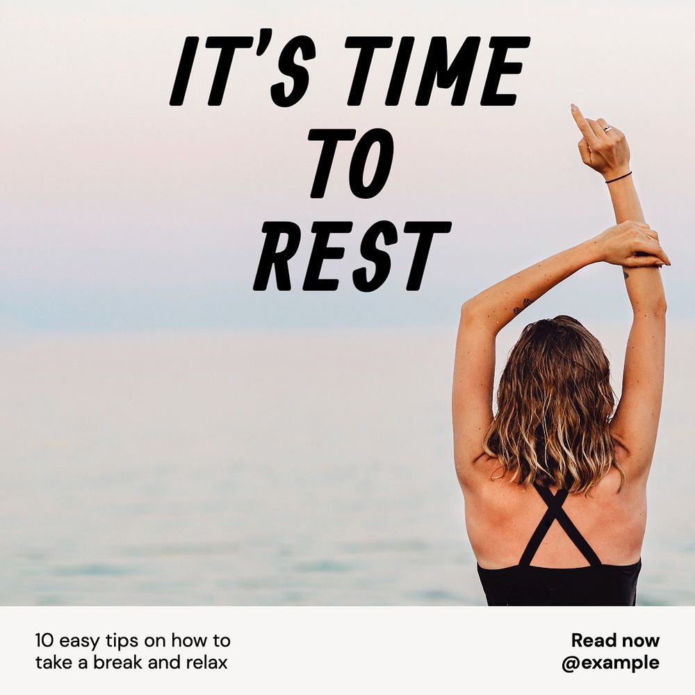 Rest & relax Instagram post template, editable text