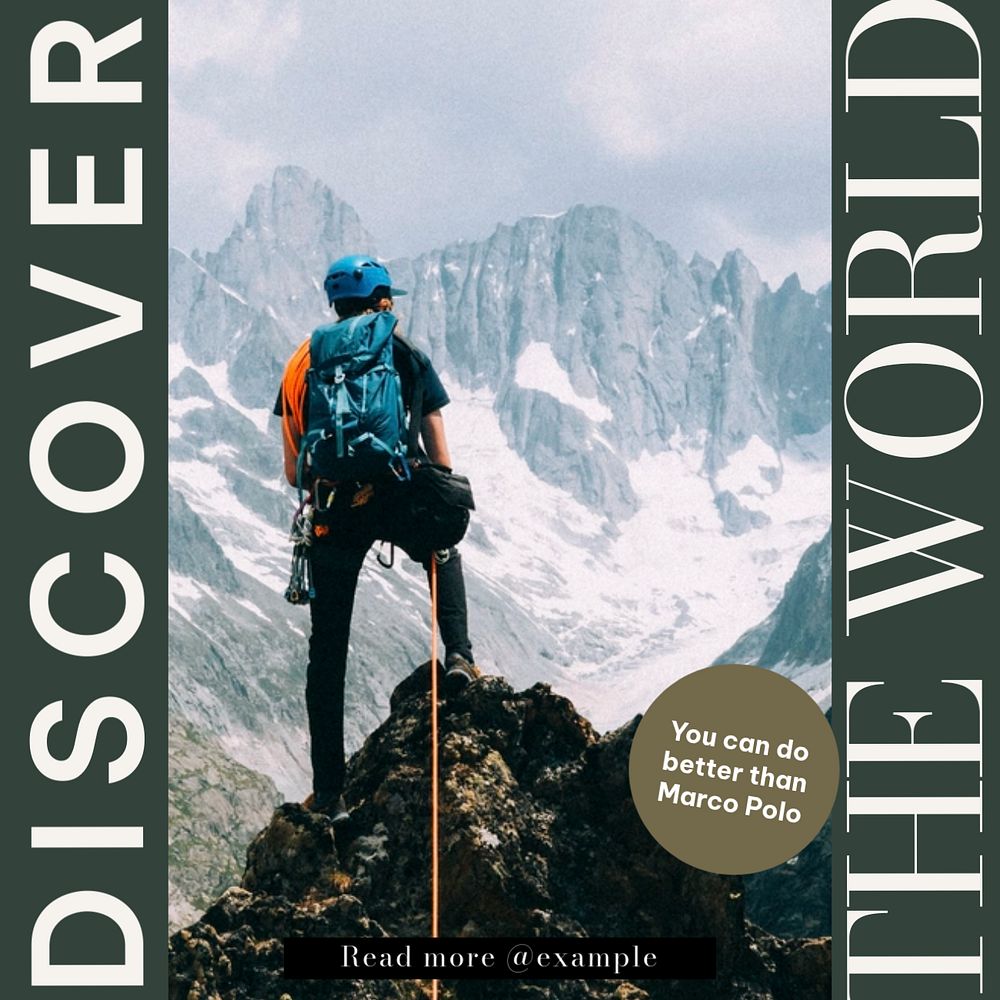 Discover the world Instagram post template, editable text