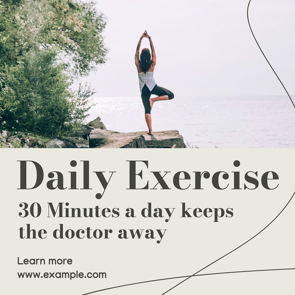 Daily exercise Instagram post template, editable text